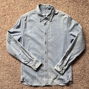 Mango Light Blue Denim Button-Down Shirt